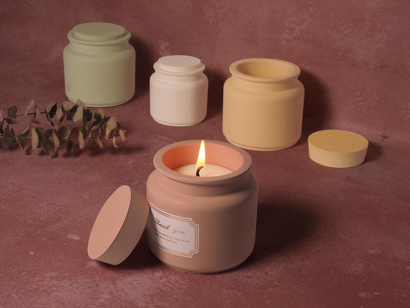 LSLEVA Storage Box with Lids Candle Jar Molds Set, Creative Silicone Candle Vessels Pot Molds, Concrete Round Stripe with Cover Bottle Making Moulds for Storage Candle Holder (K-2Pcs) - Image 3